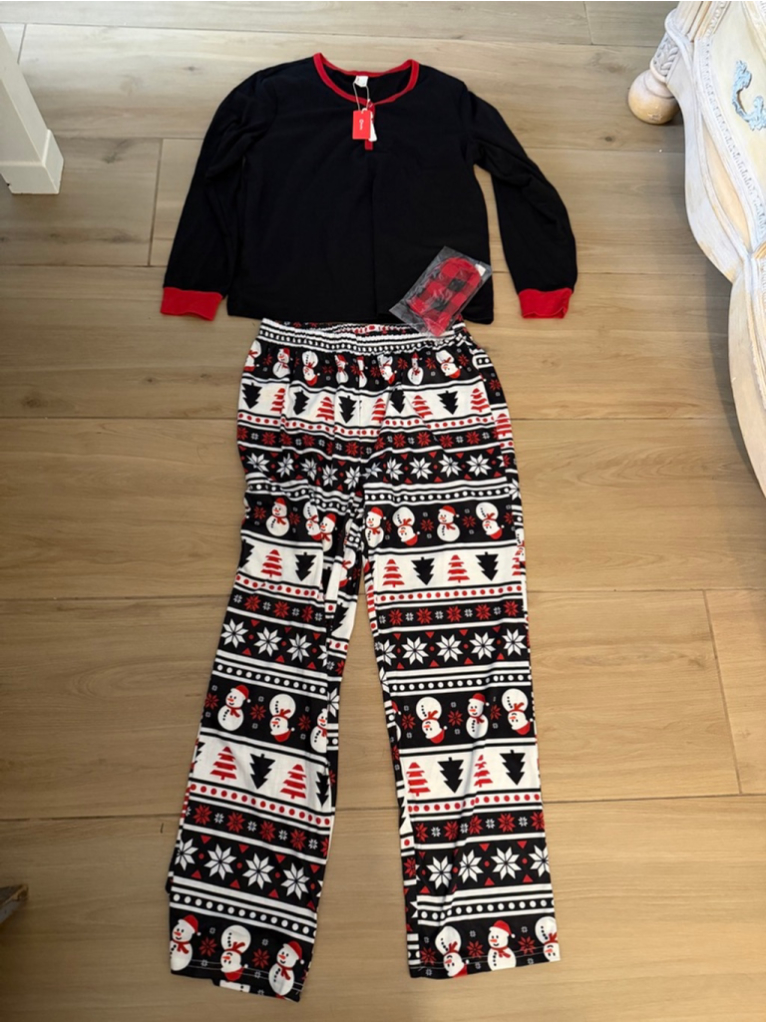 New Matching Family Christmas Pajamas Xmas Sleepwear Pjs Socks Women's L